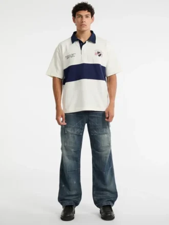 Rugbypolo met logo en korte mouwen