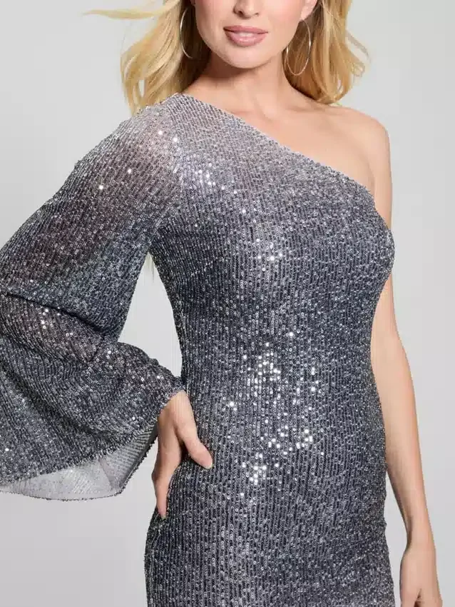 Samantha-jurk met één schouder en pailletten Samantha-jurk met één schouder en pailletten