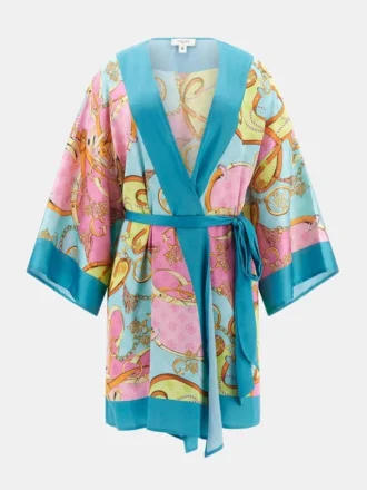 Satijnen kimono met ceintuur