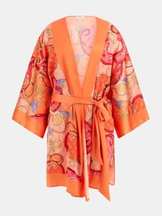 Satijnen kimono met ceintuur