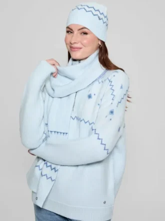 Set met jacquard muts en sjaal Set met jacquard muts en sjaal