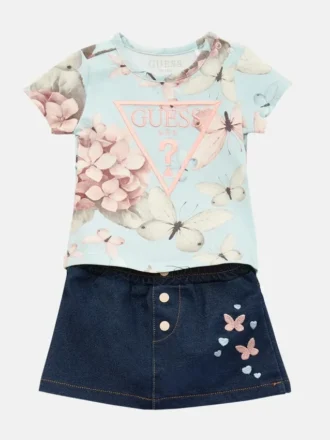 Set met T-shirt en rok met vlinderlogo (0-24 maanden)