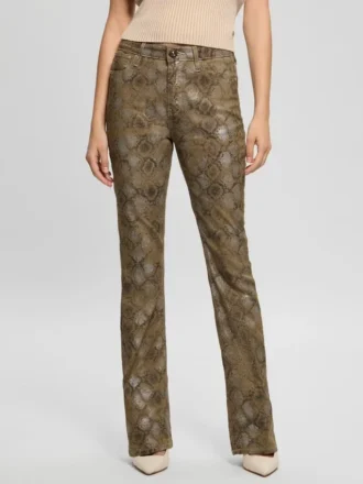 Sexy flared jeans met pythonprint