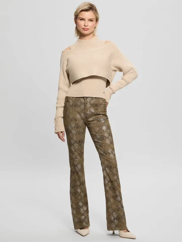 Sexy flared jeans met pythonprint Sexy flared jeans met pythonprint