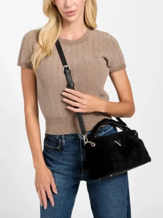Shaida Crossbodytas met handvat en imitatiebont
