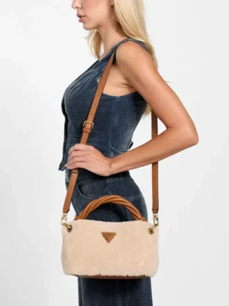 Shaida schapenvacht crossbodytas met handvat