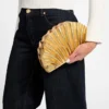 Shelly metallic leren clutch