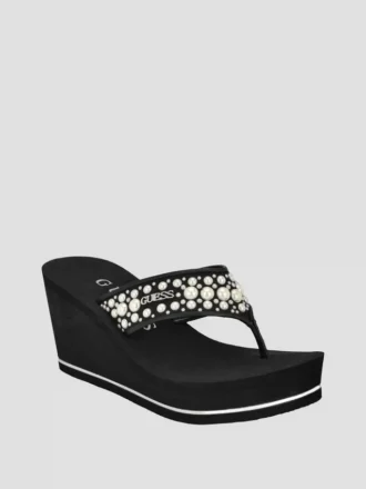 Silus parel Sandalen met sleehak