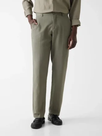 Slanke broek van linnenmix