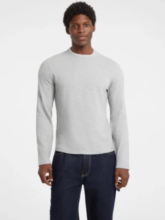Slanke T-shirt met gemêleerde ribboord