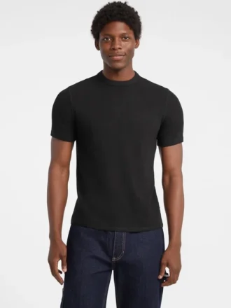 Slanke T-shirt met gemêleerde ribboord