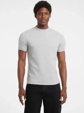 Slanke T-shirt met gemêleerde ribboord
