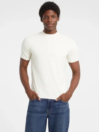 Slanke T-shirt met gemêleerde ribboord