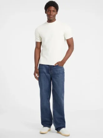 Slanke T-shirt met gemêleerde ribboord