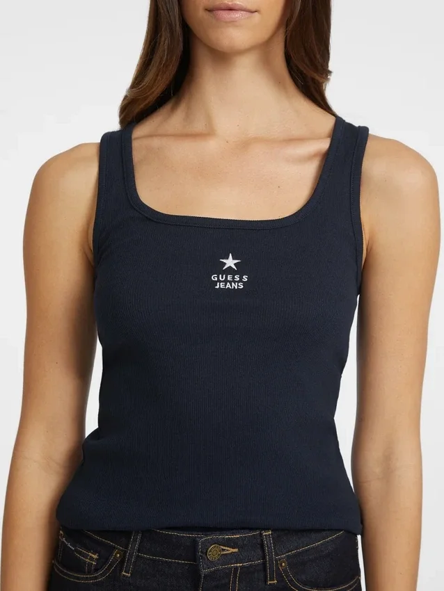 Slanke tanktop met geborduurde ster Slanke tanktop met geborduurde ster