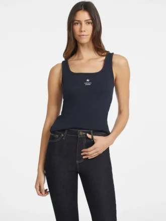 Slanke tanktop met geborduurde ster