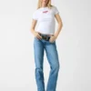Slim-fit T-shirt met geribd borduursel Slim-fit T-shirt met geribd borduursel