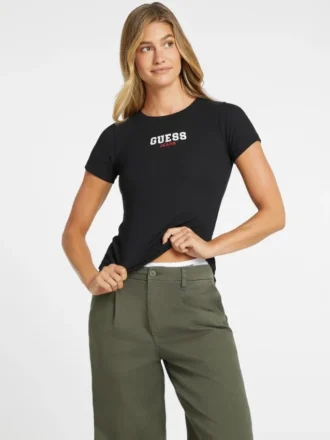 Slim-fit T-shirt met geribd borduursel