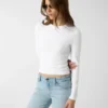 Slim fit T-shirt met lange mouwen en geborduurd logo Slim fit T-shirt met lange mouwen en geborduurd logo