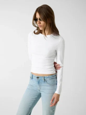 Slim fit T-shirt met lange mouwen en geborduurd logo