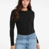 Slim fit T-shirt met lange mouwen en geborduurd logo Slim fit T-shirt met lange mouwen en geborduurd logo
