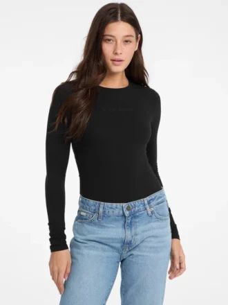 Slim fit T-shirt met lange mouwen en geborduurd logo