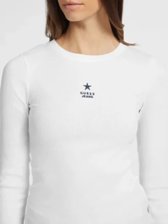 Slim ribgebreid T-shirt met ster