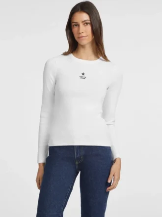 Slim ribgebreid T-shirt met ster