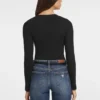 Slim ribgebreid T-shirt met ster Slim ribgebreid T-shirt met ster