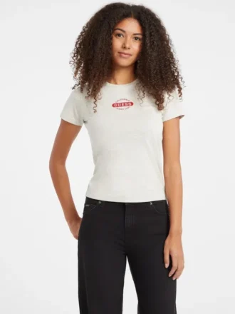 Slim T-shirt met gemêleerd stempel-logo