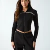 Sweatshirt met logo en doorlopende rits Sweatshirt met logo en doorlopende rits
