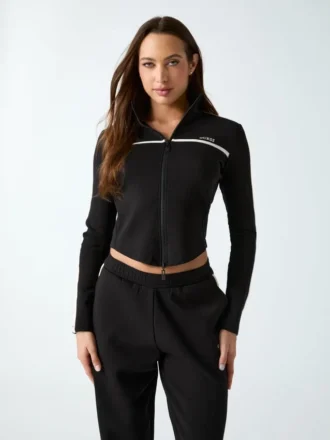 Sweatshirt met logo en doorlopende rits
