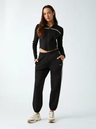 Sweatshirt met logo en doorlopende rits