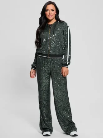 Sweatshirt met rits en mini-pailletten