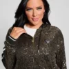 Sweatshirt met rits en mini-pailletten Sweatshirt met rits en mini-pailletten