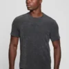 T-shirt met geribde kraag