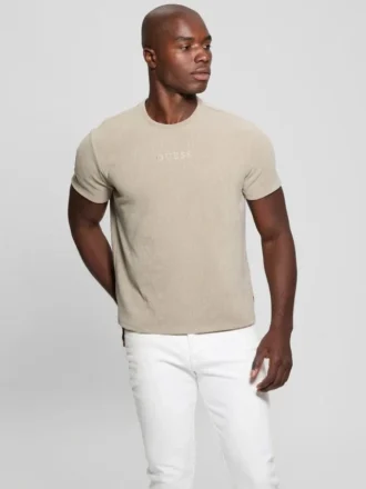 T-shirt met geribde kraag