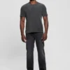 T-shirt met geribde kraag