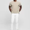 T-shirt met geribde kraag