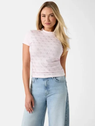 T-shirt met strass Quattro G en hoge kraag