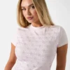 T-shirt met strass Quattro G en hoge kraag