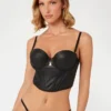 Tania bustier met vulling van imitatieleer