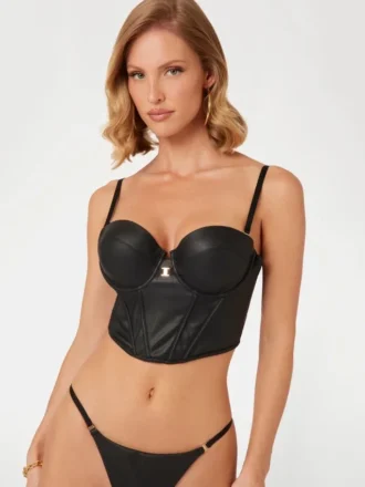 Tania bustier met vulling van imitatieleer