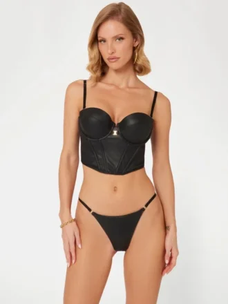 Tania bustier met vulling van imitatieleer
