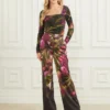 Top met plooien en zandkleurige print Top met plooien en zandkleurige print