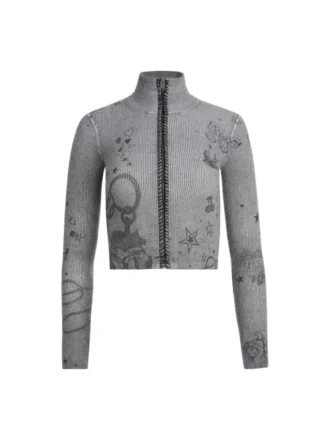 Trui met print en stiksels