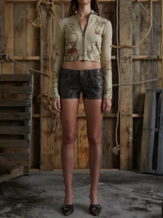 Trui met print en stiksels