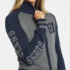 Trui met ritssluiting en varsity-logo van wolmix Trui met ritssluiting en varsity-logo van wolmix