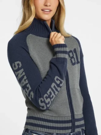 Trui met ritssluiting en varsity-logo van wolmix