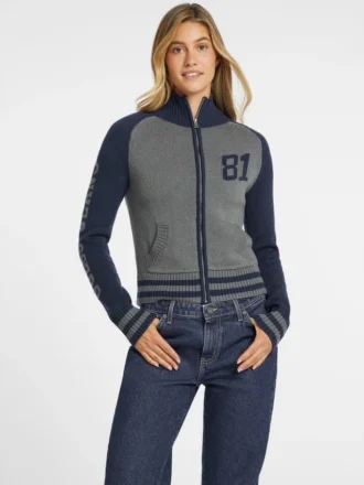 Trui met ritssluiting en varsity-logo van wolmix